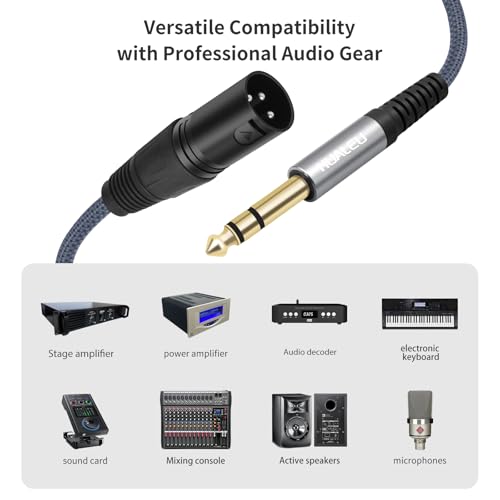6Feet 1/4 TRS to 3Pin XLR Male Auido Cable,6.35mm TRS to XLR Male Braid Quarter inch Balanced Audio Cable for Mixer Power Amplifier-2Pack - color: 1/4 TRS To XLR M, size: 6feet(2pack)
