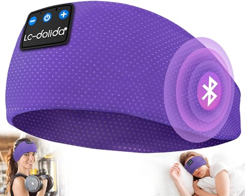 LC-dolida Sleep Headphones Bluetooth 5.4, Headband Headphones Earphones Wireless, Sleep Mask for Sleeping, Sports, Gifts, Workout, Jogging, Yoga,Insomnia, Air Travel, Meditation - color: Airy Purple