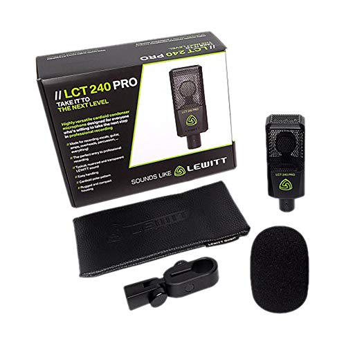 Lewitt LCT-240 Pro Condenser Microphone (Black) Bundle with Studio Monitor Headphone, Pop Filter & XLR Cable