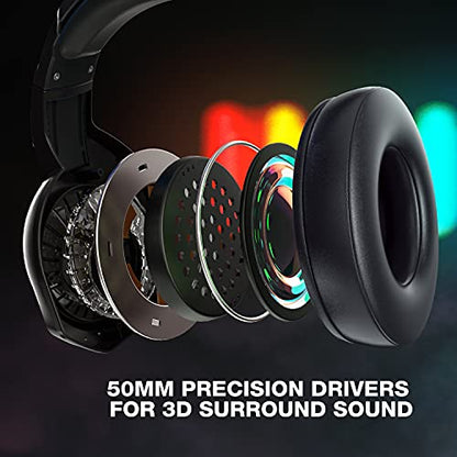 Gaming Headset for PS4, PC Headphones with Microphone LED Light Mic for Nintendo Switch PS5 Playstation Computer, K6(Black)