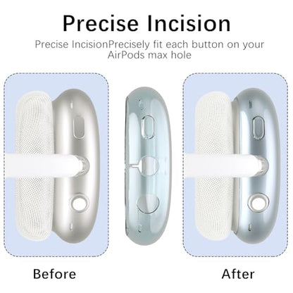 Silicone Case Cover for AirPods Max Headphones, Clear Blue Bow Soft TPU Ear Cups Cover/Ear Pad Case Cover/Headband Cover for AirPods Max (2024/2020), Blue - color: Blue Bow_A/Blue