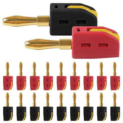 20Pcs 4mm Banana Plug Quick Connect Speaker Wire Connectors 32A 250V, Insulated Banana Sockets for Home Theater Audio -Red Black - color: 20pcs Red/Black