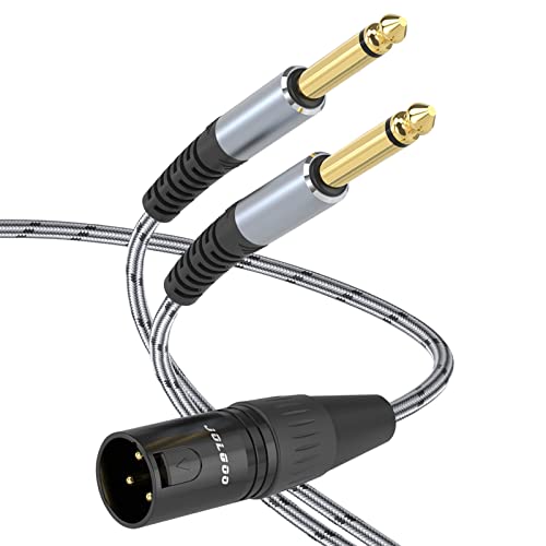 JOLGOO XLR Male to Dual 1/4" TS Mono Y Splitter Microphone Cable, XLR Male to Dual 6.35mm TS Y Adapter Cord, 3.3 Feet - size: 3.3 Feet, style: XLR Male to dual 1/4 TS Male