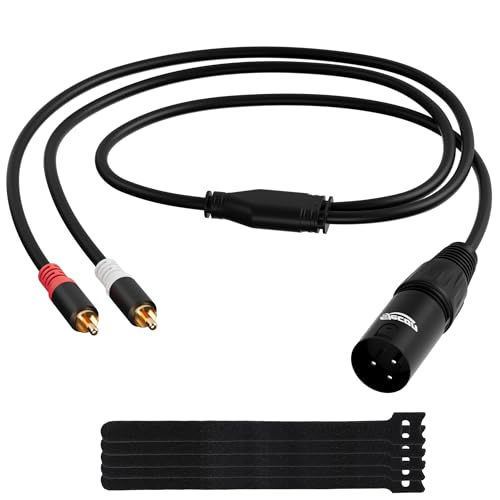 3-Pin XLR Male to 2 RCA Male Y Splitter Adapter Cable 10 Ft, Unbalanced Dual RCA to XLR Microphone Stereo Audio Interconnect Cable Patch Cord for Speaker Condenser Mic Mixer AMP +5 Ties - size: 10 FT, style: Male XLR to 2RCA
