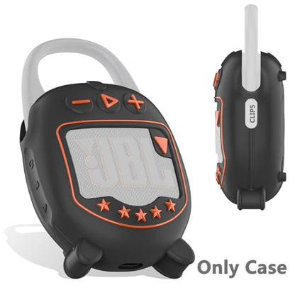 JCHPINE Silicone Cover Case for JBL Clip 5 Portable Bluetooth Speaker - color: Black