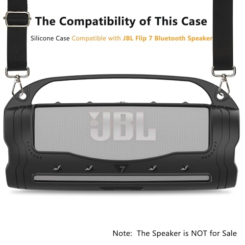Silicone Cover Case for JBL Flip 7 Portable Bluetooth Speaker - color: Black