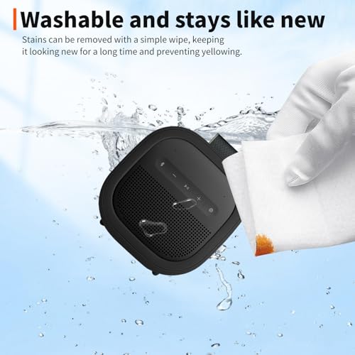for Bose SoundLink Micro Portable Speaker (2nd Gen) Case-Skin-Friendly Wristband Strap, Full-Body Protective Cover, Waterproof & Scratch Resistant, Shockproof Protective Sleeve (Black)