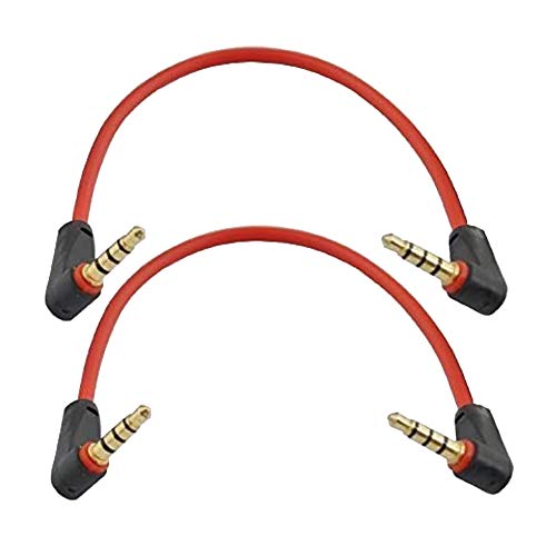 Aux Cable Short Angled 3.5mm TRRS Audio Cable 1/8" inch Right Angle Male to Male HiFi Stereo 4 Conductor(4 Pole) Auxiliary Cord Compatible Car Home Speaker Headphones Tablet Phone 8 inch 2Pack - style: Double Angled