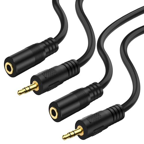 MEIRIYFA 3 Pole 2.5mm to 3.5mm Stereo Jack Adapter Cable | 2.5mm Mono Male to 3.5mm Female TRS Headset Audio Extender Cable for Headphone -1M (2PCS)