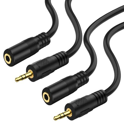 MEIRIYFA 3 Pole 2.5mm to 3.5mm Stereo Jack Adapter Cable | 2.5mm Mono Male to 3.5mm Female TRS Headset Audio Extender Cable for Headphone -1M (2PCS)