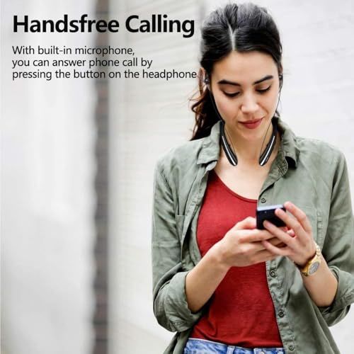 Neckband Bluetooth Headphones, 24H Battery with Auto-Retractable in-Ear Earbuds, HiFi Stereo Sound & Hybrid Active Noise Cancelling for Sports, Gym, Running, Workout, Hands-Free Calling - color: Silver