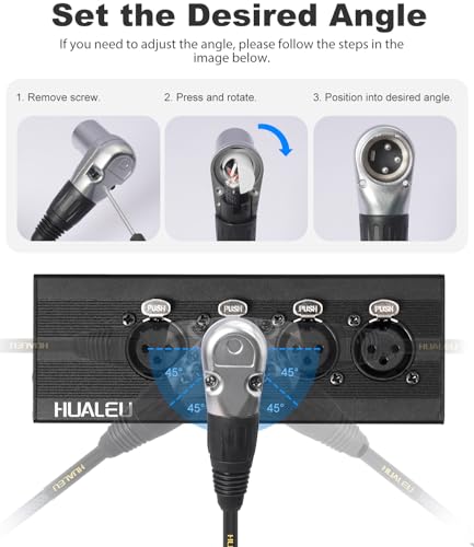 4Ft Right Angle 3Pin XLR Male to 3Pin XLR Female Audiao Cable, Mixer, Microphone,Amplifier Audio Cable - 2-Pack - size: 4Feet