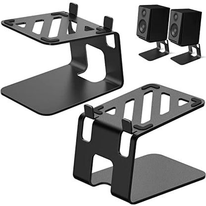 VAYDEER Desktop Speaker Stands with Vibration Absorption Pads, Metal Speaker Stands Pair Support Up to 40lbs,Bookshelf Speaker Stands for Better Audio Experience (7.09 x 5.51 x 5.12 inch)