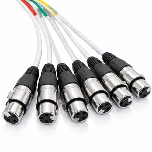 Seismic Audio SARLX-6x6 6-Channel XLR Snake Cable, 6 ft, 6X Female to 6X Male, Color Coded & Numbered, Shielded 22 AWG Copper