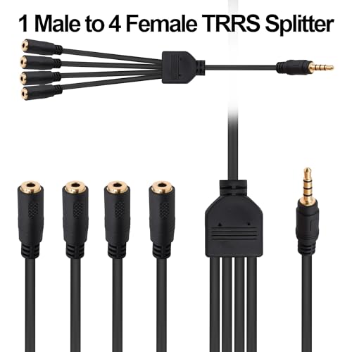 3.5mm Headphone Splitter 1 to 4 Audio Y Cable Adapter -30cm