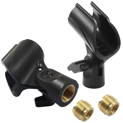 2 Pack Knob Adjustable Universal Microphone Clip | Mic Clip Holder, Screw Adapter 5/8" Male to 3/8" Female, Male to Female Adapter, For Mic Stand/Professional Use - size: 2 Clips (With adjustment knob)