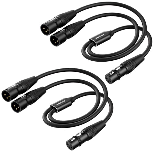 XLR Splitter Cable, 1 Female to 2 Male Y Splitter 3ft 2Packs | Female to Dual Male Y Cable for Microphone, Mixer, Gold-Plated Connecors - size: 3ft 2Packs, style: xlr 1 female to 2 male