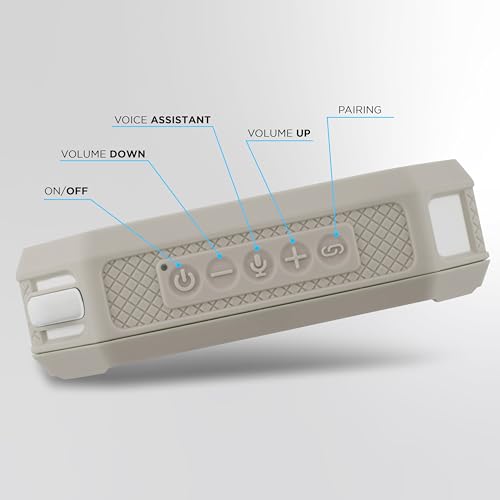Altec Lansing Portable Bluetooth Speaker HYDRAMINI 2.0, IP67 Waterproof, Portable Speaker, 12h Playtime, Wireless Pairing, USB-C Quick Charge, Magnetic Bluetooth, Voice Assistant Integration - color: Cool Gray/White