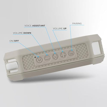 Altec Lansing Portable Bluetooth Speaker HYDRAMINI 2.0, IP67 Waterproof, Portable Speaker, 12h Playtime, Wireless Pairing, USB-C Quick Charge, Magnetic Bluetooth, Voice Assistant Integration - color: Cool Gray/White