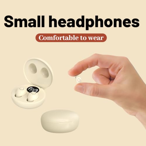 Invisible Sleep Earbuds,Mini Sleep Earbuds Headphones Wireless Bluetooth 5.4,Mini Invisible Wireless Earbuds for Small Ear Canals,Soft in-Ear Ear Plugs for Sleeping Small Ears Gym (Khaki) - color: Khaki