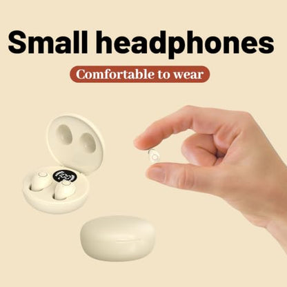 Invisible Sleep Earbuds,Mini Sleep Earbuds Headphones Wireless Bluetooth 5.4,Mini Invisible Wireless Earbuds for Small Ear Canals,Soft in-Ear Ear Plugs for Sleeping Small Ears Gym (Khaki) - color: Khaki