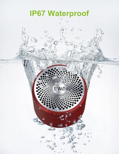 EWA Travel Case Packed, A106 Pro Portable Bluetooth Speaker with Custom Bass Radiator, Brief Design, IP67 Waterproof, Perfect Mini Speaker for Shower, Room, Bike, Car (Red) - color: Red