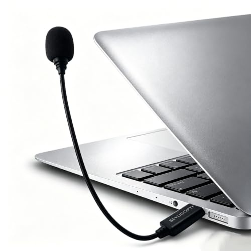 Mini USB Microphone for Computer, USB-A Interface with Gooseneck Compatible with PC and Mac for Meeting Call Voice, Plug & Play (Black)