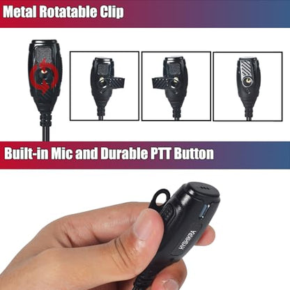 G-Shaped Tactical Earpiece for Motorola Talkabout T210 T802 T470 T600 T470 T475 Two-Way Radios - Secure Fit Earhook with PTT Mic & Coiled Cord