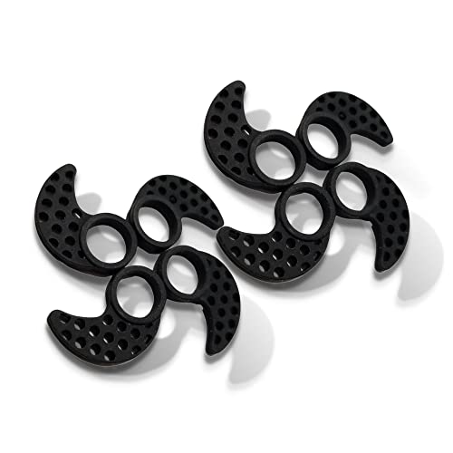 4 Pairs Anti-Slip Ear Fins - Ear Hooks Replacement for jaybird X2 X3, jaybird Blue Bud X, Aukey Latitude Ear Buds, Qy7 QY8 Earphones, MPOW Swift Earphones - color: Black/Large