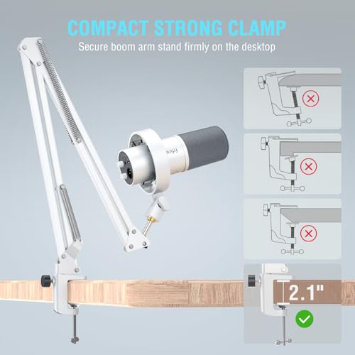 FIFINE XLR Dynamic Microphone with Boom Arm Kit for Vocal, Recording, Studio Podcast Mic Bundle with Metal Arm Stand, Tap-to-Mute, 3.5mm Headphone Jack for Streaming, Music Creation (K688W+CS1W)