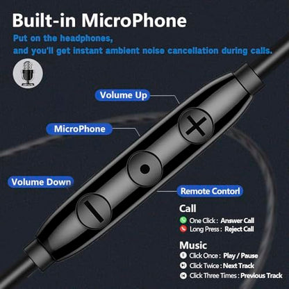 USB C Wired Headphones with Noise-Canceling Mic Powerful Bass In ear Earbud | Dual-Driver Noise-Isolating Wired Earbuds Call Noise Reduction,Type C Plug Deep Bass Earphones with DAC & HD Sound