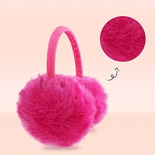 POXIMI Women Winter Earmuffs Girl Ski Adjustable Ear Covers for Kid Cute Bow Ear Warmer Outdoor Earmuff Fleece Lining - color: C-rose