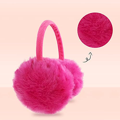 POXIMI Women Winter Earmuffs Girl Ski Adjustable Ear Covers for Kid Cute Bow Ear Warmer Outdoor Earmuff Fleece Lining - color: C-rose