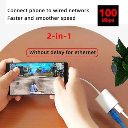 chenyang 2 in 1 USB C to RJ45 100Mbps Networking Adapter with PD 24W Charge for Laptop Tablet Phone - style: RJ45 2-in-1