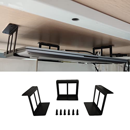 PIAOLGYI Under Desk Laptop Holder Mount with Screw,Bracket Devices Upto 2.7" Under Desk Mount for PS4,Xbox Series S,Xbox One S,Cable Box,Laptop & More（3 Pcs） - size: 2.7"
