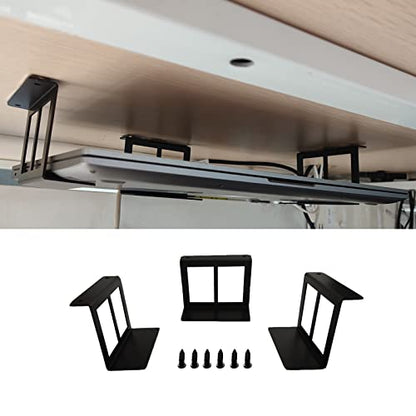 PIAOLGYI Under Desk Laptop Holder Mount with Screw,Bracket Devices Upto 2.7" Under Desk Mount for PS4,Xbox Series S,Xbox One S,Cable Box,Laptop & More（3 Pcs） - size: 2.7"
