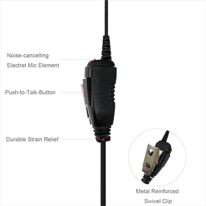 Earpiece with PTT Mic Compatible for Kenwood PKT-300 NX-320 NX-340 TK-2200 TK-3160 NX-3220 NX3320 TH-D72A TH-K20A NX-1200DV, Acoustic Tube Headset, 2 Pin Style (2.5mm+3.5mm)