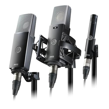 AKG Professional C114 Large Diaphragm Multi-Pattern Condenser Microphone–XLR Studio Mic for Podcasting, Streaming, Broadcasting & Music Recording, Cardioid/Omni/Figure-8, Low Noise, Sustainable Design - style: C114