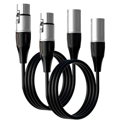 Tisino 15FT XLR Microphone Cable, XLR Male to Female Balanced Mic Cord, 2 Pack - size: 15FT, style: 2 Pack