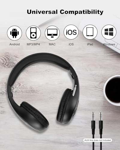 Portable Personal FM Radio Headphones with Best Reception, Wireless Headset FM Radio Ear Muffs for Walking, Jogging Powered by 2 AA Batteries(Not Included) -Black
