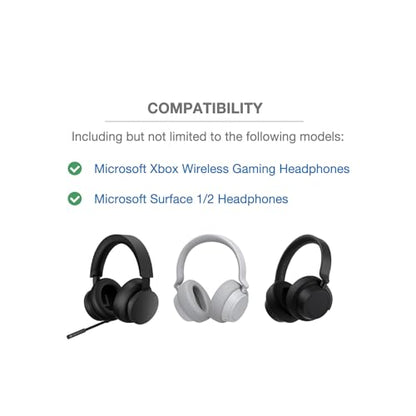 Headband Cushion Cover Compatible with Microsoft Xbox Wireless Gaming Headset, Surface 1/2 Headphones, 6mm Thick Soft Cushion for Pressure Relief, No Wobble Zipper Slider, with Hanging Loop