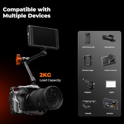 K&F CONCEPT 2-Pack 9.8" Magic Arm, 1/4" Screw Camera Mount Arm | 360° Ball Heads for DSLRs, Monitor, Flash, LED Light, Microphone, Camera Cage, Action Camera, MS32 - style: 9.8" Dual Arm