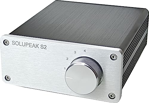 S2 4 Way RCA Audio Switch Stereo Switcher Selector Box | 4 IN 1 OUT Audio Signal Source input, Bi-Direction, no need power,plug and play,Sturdy aluminum case, Solid aluminum knob - color: 4-WAY RCA Switch(4 IN 1 OUT)-Upgrade version-silve