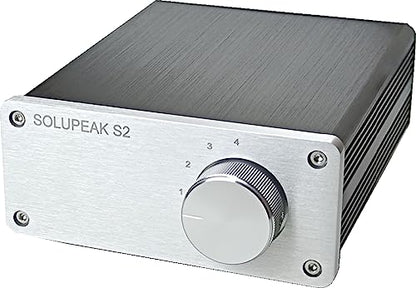 S2 4 Way RCA Audio Switch Stereo Switcher Selector Box | 4 IN 1 OUT Audio Signal Source input, Bi-Direction, no need power,plug and play,Sturdy aluminum case, Solid aluminum knob - color: 4-WAY RCA Switch(4 IN 1 OUT)-Upgrade version-silve