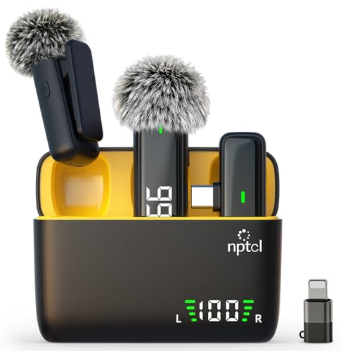 NPTCL Wireless Lavalier Microphone for iPhone iPad Android, Mini USB C Mic | 24H Charging Case, Digital Charge Display, Noise Reduction for Content Creator Video Recording Vlog Podcast YouTube TikTok