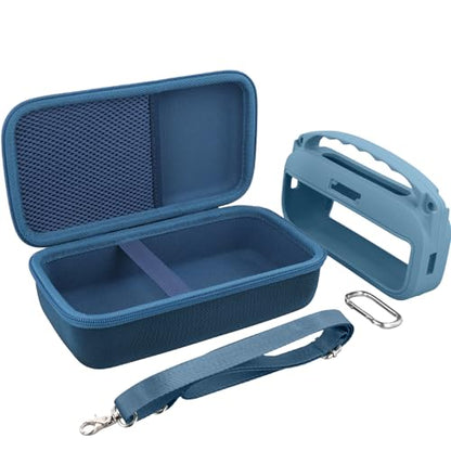 co2CREA Hard and Silicone Travel Case for Bose SoundLink Flex 2/1,Blue Dusk | 2nd Gen Compatibility, Dual-Layer Protection, EVA Hard Shell, Silicone Cover, Adjustable Shoulder Strap, Aluminum Carabiner - color: Blue Dusk Case