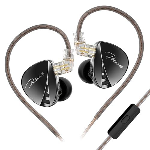 CCA Polaris 4 Tone Adjustable in Ear Monitor Headphones, High-Sensitivity Dual-Cavity Dynamic Driver IEM Earphones, HiFi Stereo Gaming Earbuds with 2pin Detachable Cable - size: With Mic