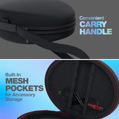 Travel Over Ear Headphone Case - Hard Shell Headphone Case with USB-C Cable - Compatible with Skullcandy/BERIBES/TOZO/KVIDIO/Beats/Anker Noise Cancelling Foldable Wireless Headphone (Black)