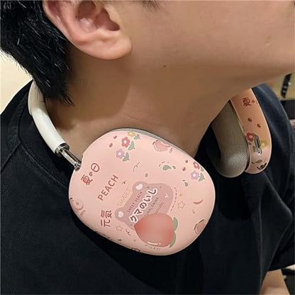 Case Compatible with AirPods Max Headphones, Cute Anime Fruit Soft TPU Anti-Scratch Protective Ear Cup Covers Headphone Cases for Woman Kids Girls - color: Peach