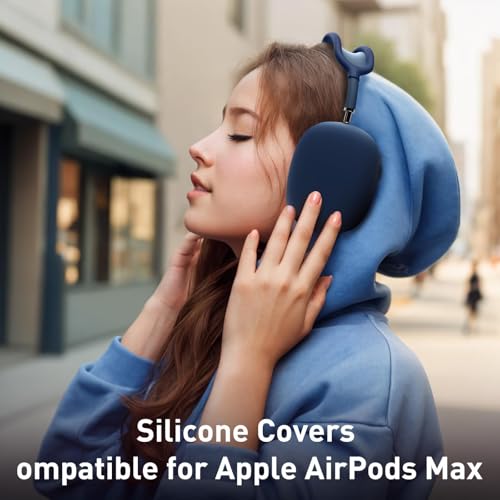 Case Ear Cover for AirPods Max Headphones for Airpod Max Accessories(USB-C/Lightning)(2024/2020), 2 Set of Headband Cover and Clear Soft TPU Ear Cups Sheel,Scratch Resistant and Condensation Resistant - color: A5-Blue